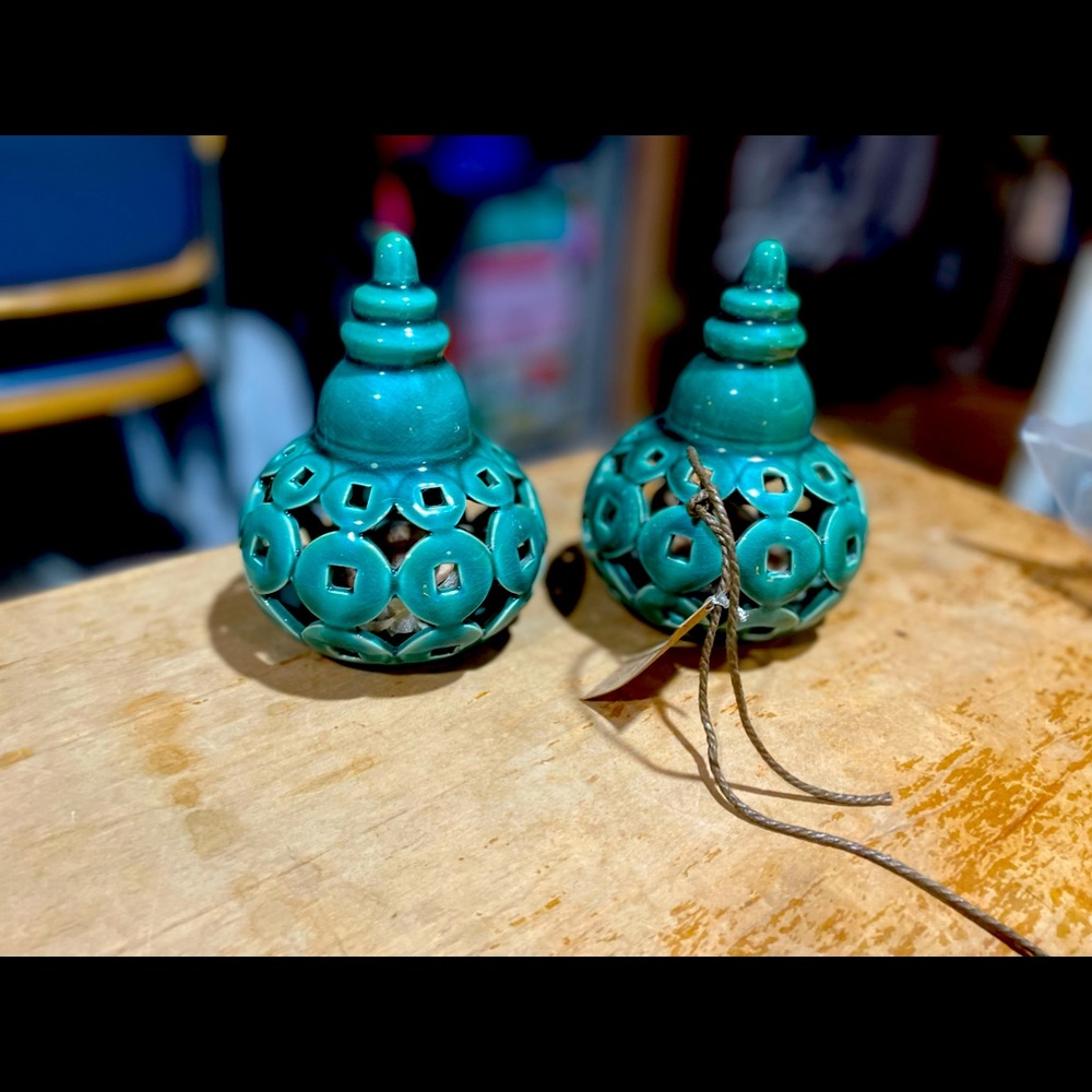 Decorative teal ceramic piece